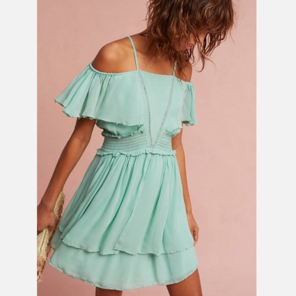 ANTHROPOLOGIE Maeve Off The Shoulder Mini Dress - Picture 2 of 5